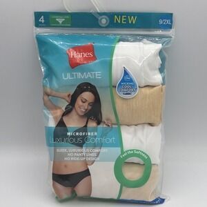 Hanes Ultimate Women's Microfiber Bikini Panties 4-Pack Size 9/2XL White Nude